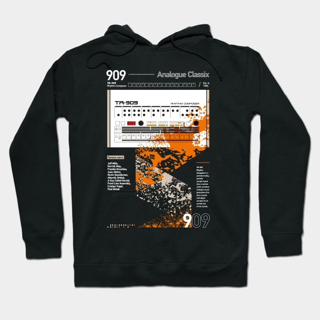 909 Classix Orange Hoodie by Synthshirt